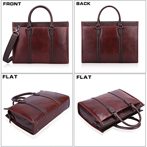 Banuce Vintage Full Grain Leather Briefcase For Men 2way Business Tote Laptop Shoulder Messenger 2 Banuce Vintage Full Grain Leather Briefcase For Men 2way Business Tote Laptop Shoulder Messenger - Image 2