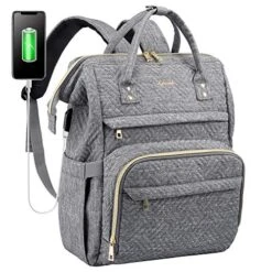 LOVEVOOK Laptop Backpack Womens Computer Bag Nurse Teacher Backpack Purse Laptop Bookbag, 17 Inch, Plait Grey