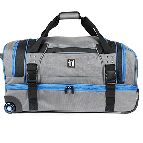 Ful Streamline 30in Soft Rolling Duffel Bag, Retractable Pull Handle, Split Level Storage, Grey 5 Ful Streamline 30in Soft Rolling Duffel Bag, Retractable Pull Handle, Split Level Storage, Grey - Image 5