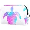 LORVIES Makeup Bag Toiletry Bag For Women Purple And Blue Sea Turtle Skincare Cosmetic Handy Pouch Zipper Handbag