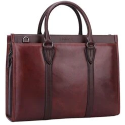 Banuce Vintage Full Grain Leather Briefcase For Men 2way Business Tote Laptop Shoulder Messenger