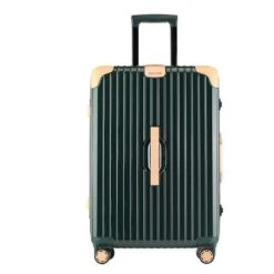 Suitcase, Aluminum Frame Trolley Case, Universal Wheel Luggage Code Suitcase High-Grade Aluminum Frame, Dark Green, 24 Inche
