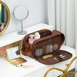 Elviros Toiletry Bag For Men, Large Travel Shaving Dopp Kit Water-resistant Bathroom Toiletries Organizer PU Leather Cosmetic Bags -Luggage Factory 51s8dbxMrCL