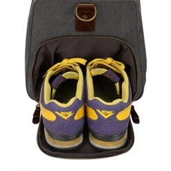 S-Zone Canvas Pu Leather Trim Travel Duffel Shoulder Handbag Weekender Carry On Luggage With Shoe -Luggage Factory 51svbA rJeL