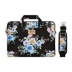 MOSISO Laptop Shoulder Bag Compatible With MacBook Pro/Air 13 Inch, 13-13.3 Inch Notebook Computer, Polyester Trumpet Creeper Carrying Briefcase Sleeve With Trolley Belt