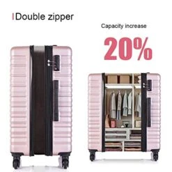 4 Piece Luggage Sets, Expandable Hardshell ABS Luggage Sets With TSA Lock Spinner Wheels Travel Suitcases Set (4 PCS, TSA Lock+Expandable, Rose Gold) -Luggage Factory 51t7ENfPFVL