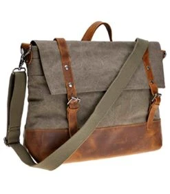 Canvas Messenger Bag Zlyc Leather Trim 15.6 Inch Laptop Bag Military Shoulder Bag Vintage Handbag 12 Canvas Messenger Bag Zlyc Leather Trim 15.6 Inch Laptop Bag Military Shoulder Bag Vintage Handbag -Luggage Factory 51u18qx9EBL