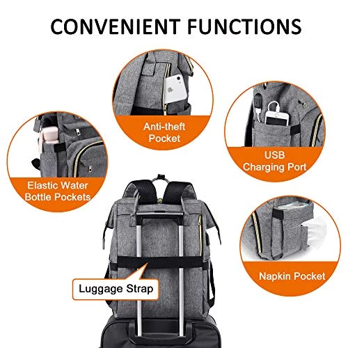 Laptop Backpack For Women Fashion Travel Bags Business Computer Purse Work Bag With USB Port, Grey 5 Laptop Backpack For Women Fashion Travel Bags Business Computer Purse Work Bag With USB Port, Grey - Image 5
