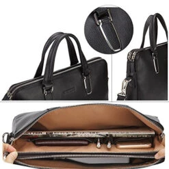 Banuce Black Soft Genuine Leather Briefcase For Women Men Business Work 14" Laptop Messenger Bag 12 Banuce Black Soft Genuine Leather Briefcase For Women Men Business Work 14" Laptop Messenger Bag -Luggage Factory 51uETNuI39L