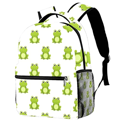 LORVIES Cute Cartoon Green Frogs Lightweight School Classic Backpack Travel Rucksack For Girls Women Kids Teens 1 LORVIES Cute Cartoon Green Frogs Lightweight School Classic Backpack Travel Rucksack For Girls Women Kids Teens