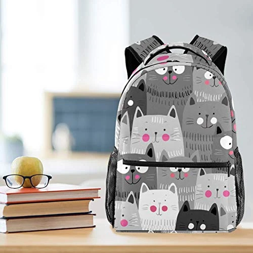 LORVIES Cute Cats Pattern Japanese Style Backpacks School Bookbags Daypack Bag For Men And Women 2 LORVIES Cute Cats Pattern Japanese Style Backpacks School Bookbags Daypack Bag For Men And Women - Image 2