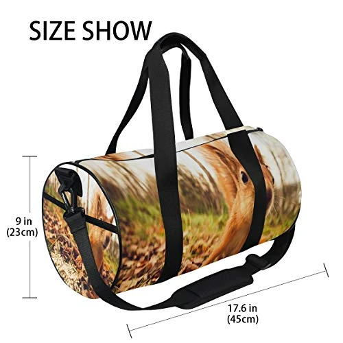 Duffel Bags Red Fur Squirrel With Autumn Forest Background Womens Gym Yoga Bag Small Fun Sports Bag 5 Duffel Bags Red Fur Squirrel With Autumn Forest Background Womens Gym Yoga Bag Small Fun Sports Bag - Image 5