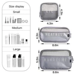3 Set Large Capacity Makeup Bags Cosmetic Pouch Bags Toiletry Bag For Women Men,Assorted Size Mesh Breathable Toiletry Bag Makeup Brush Bags Travel Kit (Gray) 11 3 Set Large Capacity Makeup Bags Cosmetic Pouch Bags Toiletry Bag For Women Men,Assorted Size Mesh Breathable Toiletry Bag Makeup Brush Bags Travel Kit (Gray) -Luggage Factory 51vc3WNK86L