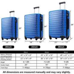 3 Piece Set Luggage Spinner Hardshell Lightweight Durable Suitcase TSA Lock, Women Men Teens Home Outdoor School Travel Carry On Luggage Sets, 20/24/28 Inch Deep Blue 15 3 Piece Set Luggage Spinner Hardshell Lightweight Durable Suitcase TSA Lock, Women Men Teens Home Outdoor School Travel Carry On Luggage Sets, 20/24/28 Inch Deep Blue -Luggage Factory 51wFFI5OaxS