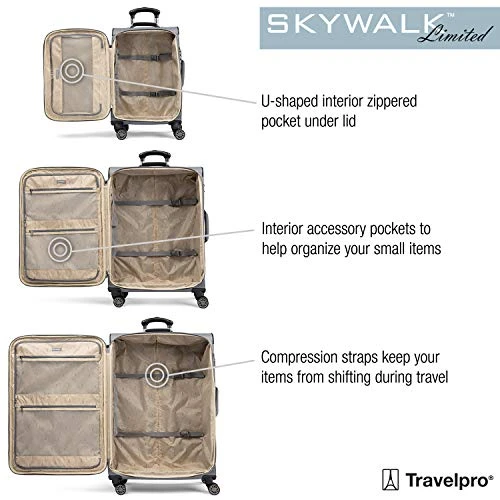 Travelpro Skywalk Limited 3 Piece Spinner Suitcase Set - Softside Expandable Travel Luggage With Spinning Wheels – Carry On & Checked Bags, Grey 4 Travelpro Skywalk Limited 3 Piece Spinner Suitcase Set - Softside Expandable Travel Luggage With Spinning Wheels – Carry On & Checked Bags, Grey - Image 4