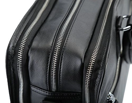 Polare Men'S Real Soft Napa Leather 17.3'' Briefcase Laptop Business Bag Black 5 Polare Men'S Real Soft Napa Leather 17.3'' Briefcase Laptop Business Bag Black - Image 5