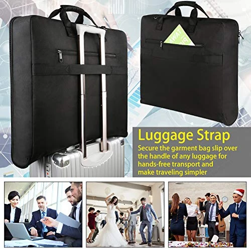 Garment Bags, Large Suit Travel Bag With Pockets & Shoulder Strap, MATEIN Professional Foldable Carry On Bag For Business Trip, Waterproof Luggage Bags For Travel For Men Women, Black 3 Garment Bags, Large Suit Travel Bag With Pockets & Shoulder Strap, MATEIN Professional Foldable Carry On Bag For Business Trip, Waterproof Luggage Bags For Travel For Men Women, Black - Image 3