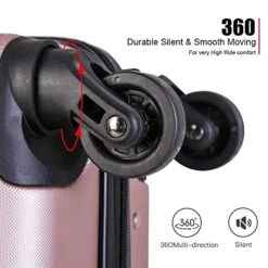 4 Piece Luggage Sets, Expandable Hardshell ABS Luggage Sets With TSA Lock Spinner Wheels Travel Suitcases Set (4 PCS, TSA Lock+Expandable, Rose Gold) -Luggage Factory 51wszfWdULL