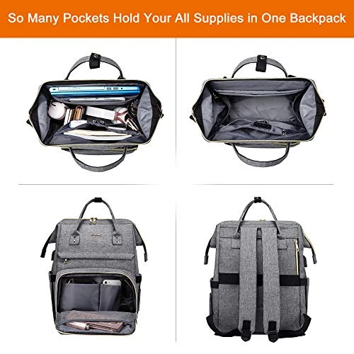 Laptop Backpack For Women Fashion Travel Bags Business Computer Purse Work Bag With USB Port, Grey 6 Laptop Backpack For Women Fashion Travel Bags Business Computer Purse Work Bag With USB Port, Grey - Image 6