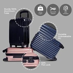 Aer De Aer Premium Carry On Luggage Spinner - Super Light Weight, Maximum Capacity - The Carry On, Re-Imagined, Navy -Luggage Factory 51xkgiH7j6S