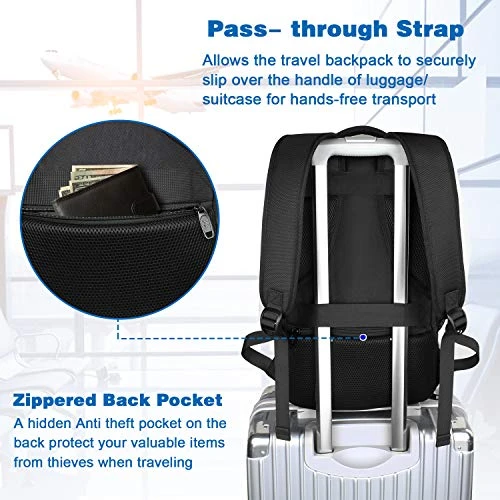 Travel Backpack, Flight Approved Carry On Hand Luggage, MATEIN Water Resistant Anti-Theft Business Large Daypack Weekender Bag For 15.6 Inch Laptop, Black 3 Travel Backpack, Flight Approved Carry On Hand Luggage, MATEIN Water Resistant Anti-Theft Business Large Daypack Weekender Bag For 15.6 Inch Laptop, Black - Image 3