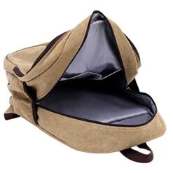 ABage Vintage Canvas Leather Travel Student Laptop Backpack School Bag Bookbag Rucksack, Khaki -Luggage Factory 51zFBX76H 2BL