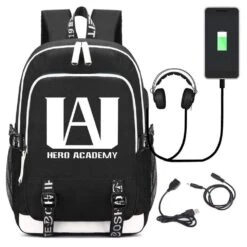 My Hero Academia Printed Backpacks Student School Bag Laptop Backpack With USB Charging Port