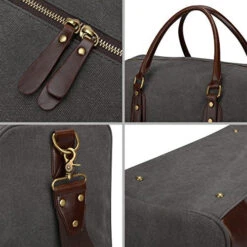 S-Zone Canvas Pu Leather Trim Travel Duffel Shoulder Handbag Weekender Carry On Luggage With Shoe -Luggage Factory 615NAED8kdL