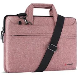 DOMISO 10.1 Inch Laptop Sleeve Shoulder Bag Water-Resistant Messenger Bag Business Briefcase For 9.7"10.5"11"iPad Pro,iPad Air 3 10.5, IPad Pro 10.5, IPad 1/2/3/4/5/6,Lenovo Yoga Book, Pink