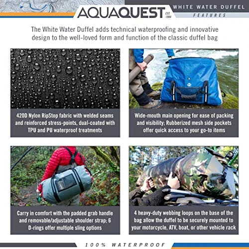 Aqua Quest White Water Duffel - 100% Waterproof 50 L Bag - Lightweight, Durable, External Pockets - 3 Aqua Quest White Water Duffel - 100% Waterproof 50 L Bag - Lightweight, Durable, External Pockets - - Image 3