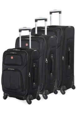 SWISSGEAR 6283 Amazon Exclusive Premium 3pc Spinner Luggage Set With Dopp Kit Bundle Black