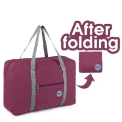WANDF Foldable Travel Duffel Bag Luggage Sports Gym Water Resistant Nylon (Wine Red) -Luggage Factory 61Pmen1LDrL