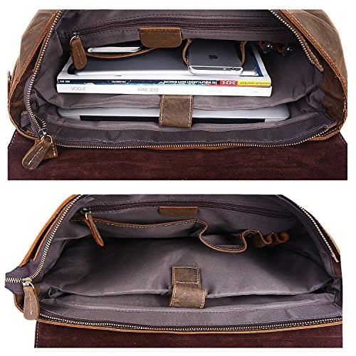S-Zone Men'S Crazy-Horse Leather Business Briefcase Shoulder Laptop Bag 5 S-Zone Men'S Crazy-Horse Leather Business Briefcase Shoulder Laptop Bag - Image 5