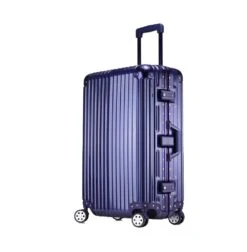 Trolley Suitcase, Caster Suitcase Trolley Suitcase, Retractable Suitcase, Hard-Shell Suitcase With Tsa Lock And 4 Casters, Blue, 24 Inch