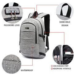 C-Space Business Waterproof Resistant Polyester Laptop Backpack With Usb Charging Port And Lock 11 C-Space Business Waterproof Resistant Polyester Laptop Backpack With Usb Charging Port And Lock -Luggage Factory 61zIZTM5i6L
