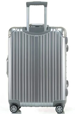 Swivel Wheel Trolley Case, Aluminum Frame Travel Case, Swivel Wheel Trolley Case + Pc Vertical Suitcase, Silver, 26 Inch