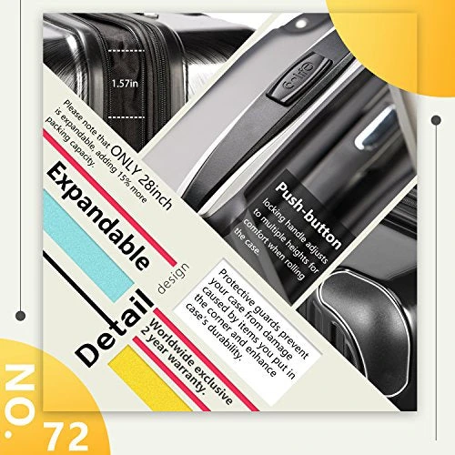 Coolife Luggage Expandable(only 28") Suitcase PC+ABS Spinner 20in 24in 28in Carry On (navy New, L(28in)) 5 Coolife Luggage Expandable(only 28") Suitcase PC+ABS Spinner 20in 24in 28in Carry On (navy New, L(28in)) - Image 5