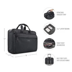 Solo Paramount 16 Inch Laptop Briefcase With Smart Strap, Black -Luggage Factory 71 BikPS8WL
