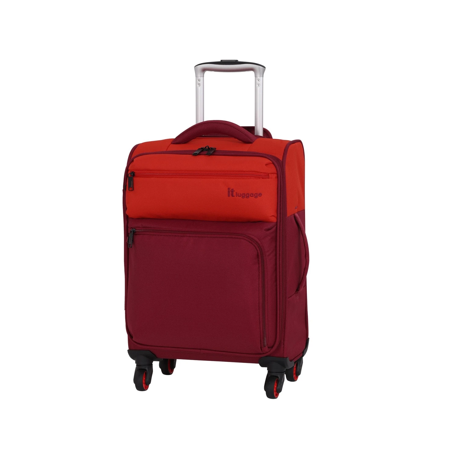 It Luggage Duotone 4 Wheel Lightweight Cabin Suitcase, 53 Cm, 34 L, Orange + Red Dahlia 1 It Luggage Duotone 4 Wheel Lightweight Cabin Suitcase, 53 Cm, 34 L, Orange + Red Dahlia