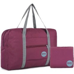 WANDF Foldable Travel Duffel Bag Luggage Sports Gym Water Resistant Nylon (Wine Red) -Luggage Factory 71Go2Z6cwDL