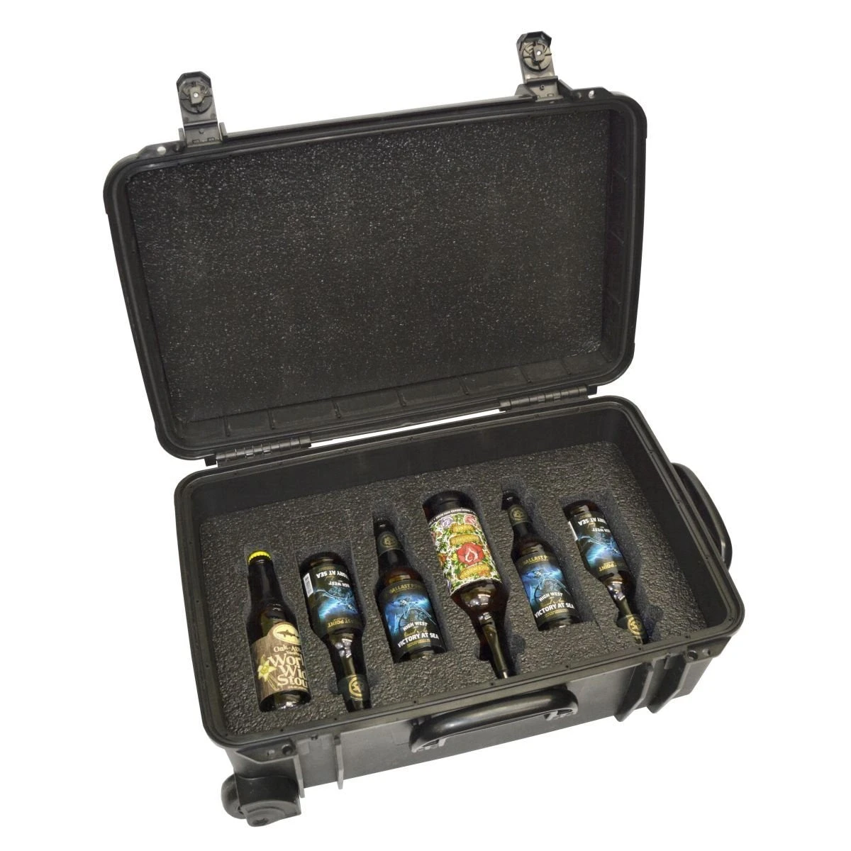 Waterproof Heavy Duty Wheeled Alcohol Travel Case - Beer And Wine Carrying Case Includes Custom Foam Insert Bottle Holder 2 Waterproof Heavy Duty Wheeled Alcohol Travel Case - Beer And Wine Carrying Case Includes Custom Foam Insert Bottle Holder - Image 2