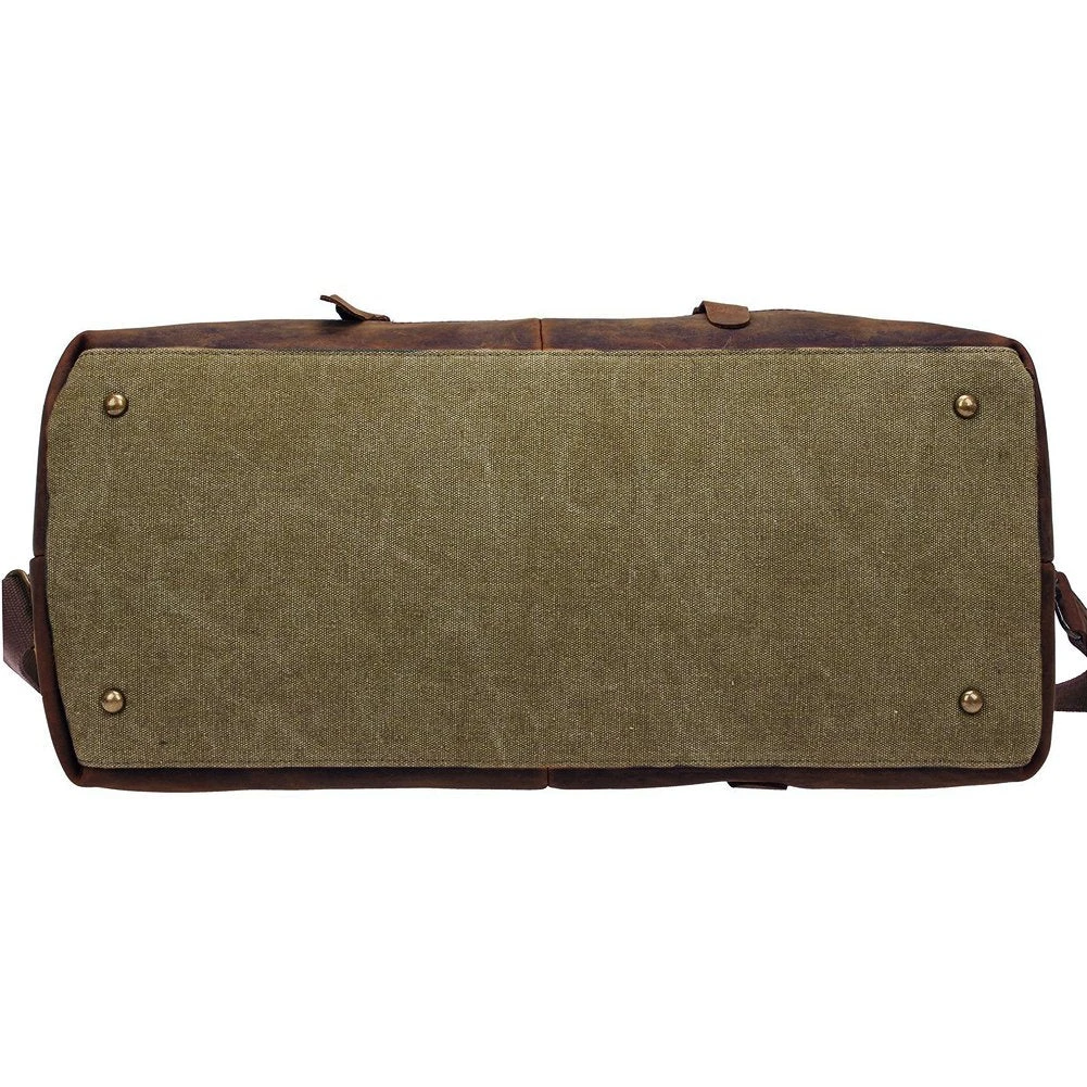 Duffel Bag, Berchirly 21" Large Canvas Leather Travel Sports Gym Bag Toiletry Bag Shoulder Carryon Luggage For Men Women - Army Green 4 Duffel Bag, Berchirly 21" Large Canvas Leather Travel Sports Gym Bag Toiletry Bag Shoulder Carryon Luggage For Men Women - Army Green - Image 4