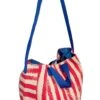 101 BEACH - 2 IN 1 Cross-Over Large Tote Bag - Custom Embroidery (Red Stripe - Blue Trim)