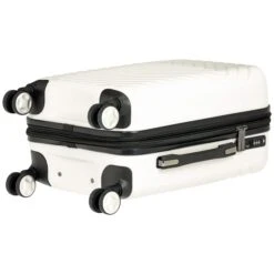 AmazonBasics Geometric Luggage 18-inch International Carry-on, Cream -Luggage Factory 71YDH8lKoaL