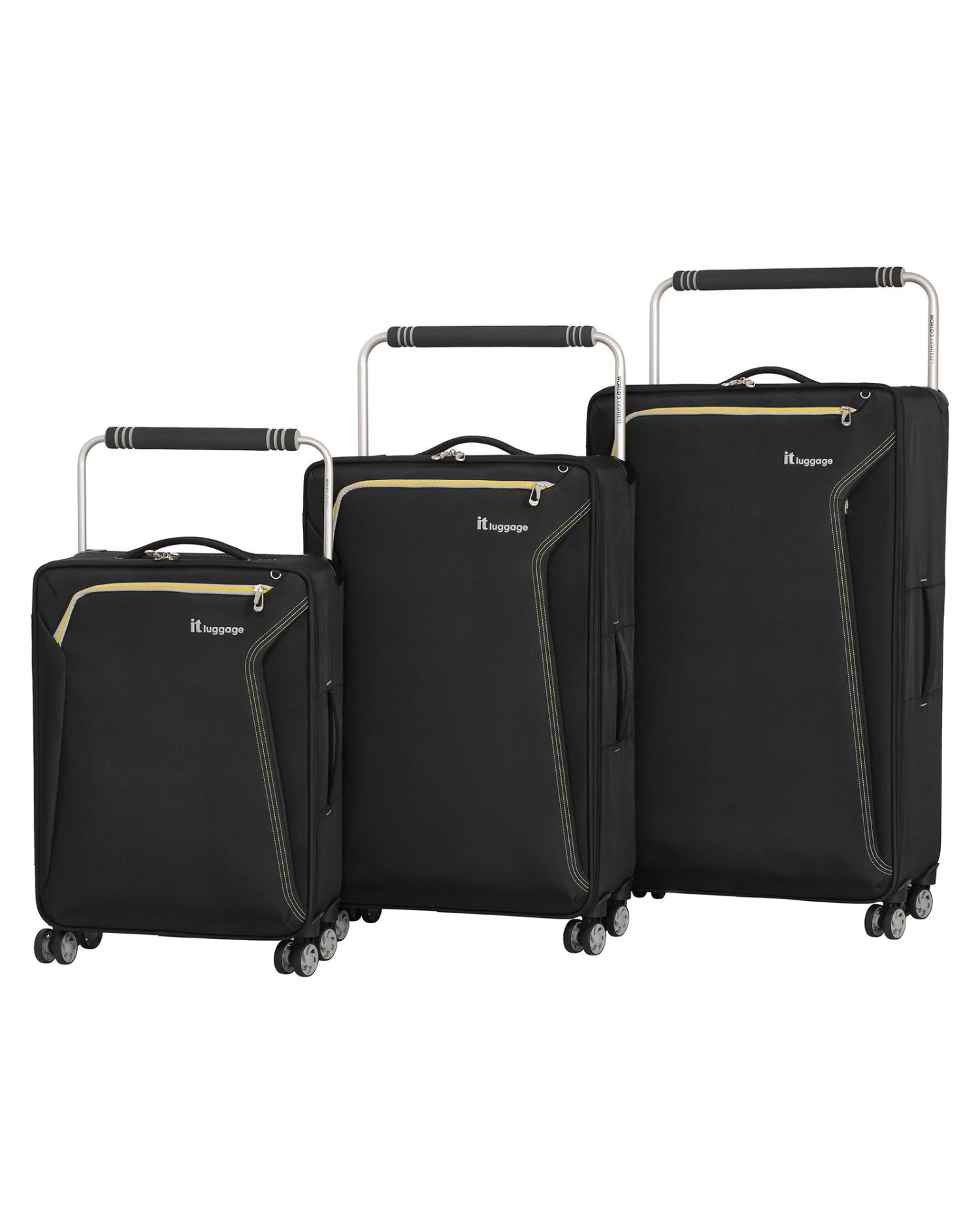 It Luggage World's Lightest Accent 8 Wheel 3 Piece Set, Black 1 It Luggage World's Lightest Accent 8 Wheel 3 Piece Set, Black
