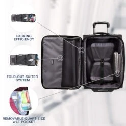 Travelpro Crew Expert Max Carry-on Expandable Rollaboard, Jet Black -Luggage Factory 71wA8vhwq9L