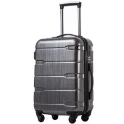 COOLIFE Luggage Expandable(only 28") Suitcase PC+ABS Spinner Built-in TSA Lock 20in 24in 28in Carry On (Charcoal, S(20in_Carry On))