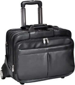Mcklein R Series Roosevelt Leather 17In Wheeled Laptop Case