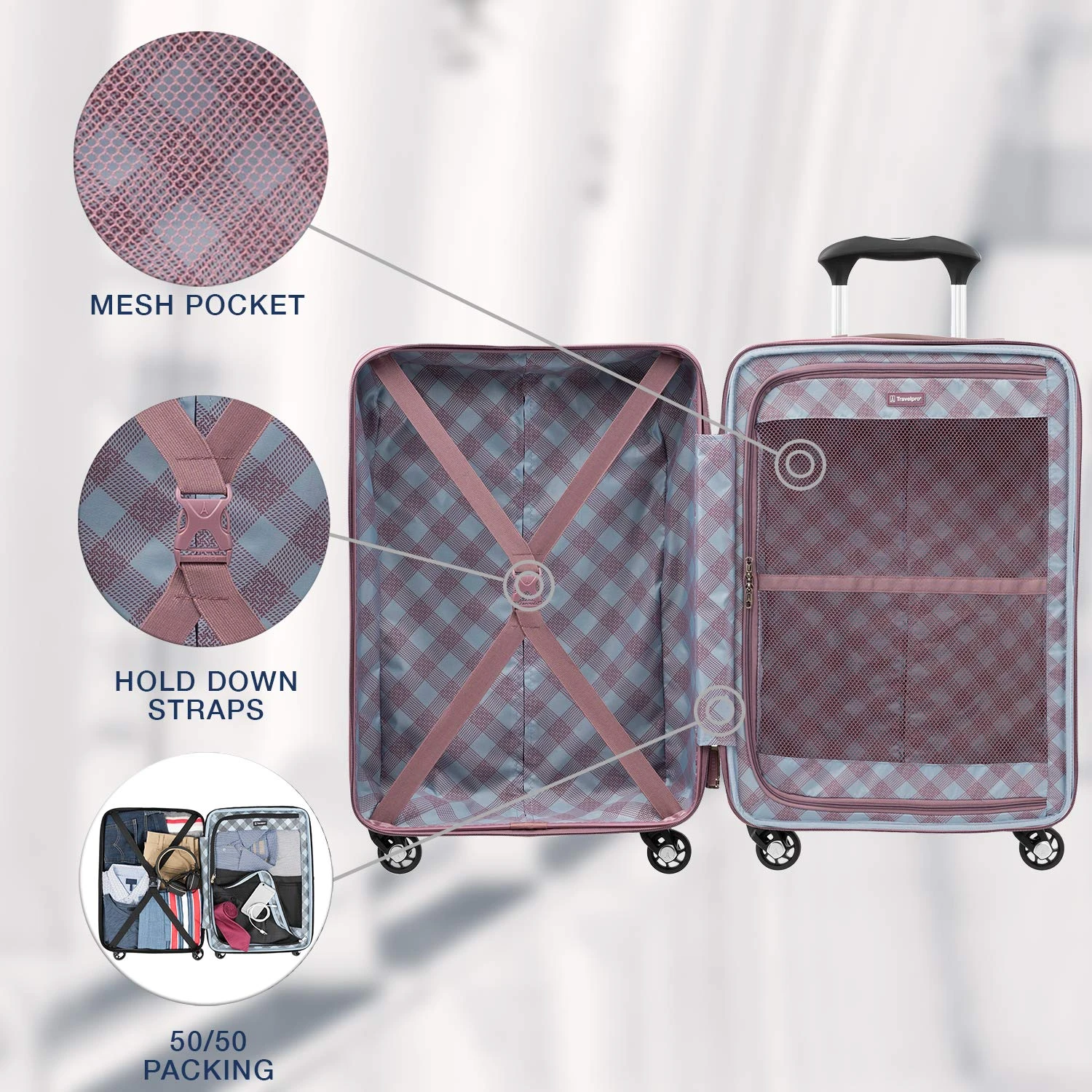 Travelpro Maxlite 5 Expandable Carry-on Spinner Hardside Luggage, Dusty Rose 4 Travelpro Maxlite 5 Expandable Carry-on Spinner Hardside Luggage, Dusty Rose - Image 4