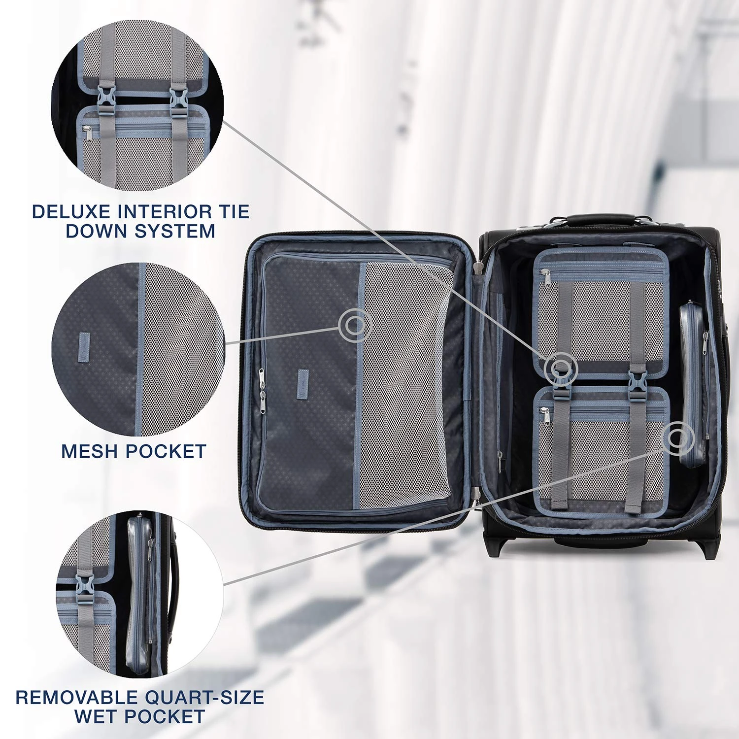 Travelpro Luggage Platinum Elite 20" Carry-on Intl Expandable Rollaboard W/USB Port, Shadow Black 4 Travelpro Luggage Platinum Elite 20" Carry-on Intl Expandable Rollaboard W/USB Port, Shadow Black - Image 4